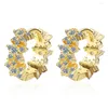 Hoop Earrings 925 Sterling Silver Zircon 18k Interwoven For Women&#39;S Wedding Charm Jewelry Gift