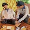 Erkek Polos Günlük Gevşek Polo Gömlek Kore tarzı Sonbahar Pamuk Harajuku Uzun Kollu Ropa De Hombre Giyim DB60SH
