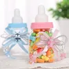 Biberon en forme de boîte de bonbons transparente Baby Shower cadeau bonbons bouteille avec Bowknot bébé baptême baptême faveurs bouteilles BH8049 TQQ