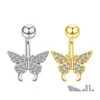 Navel Bell Button Rings Surgical Steel Belly Button Rings Cubic Zirconia Butterfly Navel Curved Barbell Studs Sexy Body Piercing J Dhqaq