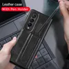 Luxury Caseneo Logo Business Flip Cases with S Pen Holder Slot shockproof Pu Hard Pc Shell ultra Thin Slim for Samsung Galaxy Z lط