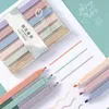 6 adet çift uç vurgulayıcı kalemler kawaii şeker renk manga işaretleri midliner pastel vurgulayıcı set kırtasiye