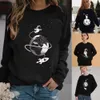 Bluzy damskie bluzy bluzy o długim rękawie moda pullover urocza astronauta nadruk damskie bluza harajuku bluza bluza swobodne pulovery 221201