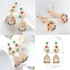 Dangle Lustre Or Métal Sculpté Strass Creux Dames Dangle Boucles D'oreilles Femmes Indien Jhumka Jhu Boho Perles Ethnique Gland Jewe Dhkhx