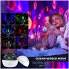Nattljus Colorf Stars Starry Projector Light Undersea World Led Night 8 Colors Rotating Lamp USB For Children Room Drop Delivery DHG51