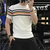 Thirts للرجال 2022 Summer Men Reducted Tee Shirt Patchwork Color Stripe Tripe Thirt Homme Short Sleeve O-Deace Discual Thirtwears T221202