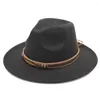 ベレー帽Mistdawn Women Men's Panama Hat Fedora Trilby Costume Cap Stiff Wide Brim Wool PunkJazzサイズ56-58cm BBS