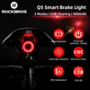 Bike Lights ROCKBROS LED Bicycle IPx6 Waterproof USB Charging Taillight Cycling Q5 Flashlight Auto Brake Sensing Smart Rear 221201