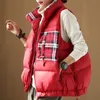 Vêtes de femmes Vections Colorblock Plaid Down Down Veste Parka Femme Viete Sans manches En vrac chaud en hiver Snow Coat Couple Models 221202