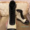 Stivaletti Martin Stivali Top Designer Luxury Classic Fashion Leather Color Matching Lace Up Tacco basso Knight 35-41 2022 New Lingge 09