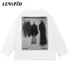 Herrtröjor Lenstid Autumn Men Overized Sticked Jumper Hip Hop Graphic Print Streetwear Harajuku Loose Fashion Casual Pullovers 221202