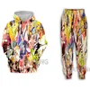 Tracksuits voor heren Fashion Women/Men's 3D Print Splatoon Hoodies/Hooded Sweatshirts broek broek Pak Kleding Tweedelen Sets