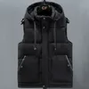 Men's Vests Autumn Winter Sleeveless Jackets for Men Hooded Brand Fashion Men's Vest Casual Warm Padded Coats Plus Size M5XL 221202