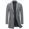 Lã de lã masculina Blends Winter Slim Fit Jackets Coat casual Grost Warl Outer;