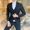 Erkek Suit Blazers Blazer ve yelek pantolon / butik moda ekose gündelik iş takım elbise 3 adet set damat gelinlik performans kostümü 221201