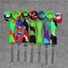 Rökning Silikon Nektar Pipe Kit med 10mm Titanium Quartz Tip Silicone Dab Straw Hand Pipes