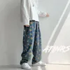 Pantaloni da uomo Hip Hop Jeans stampati grafici da uomo Pantaloni moda autunno donna Casual oversize coreano Streetwear uomo