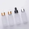 15ml 20ml clear frost glass dropper bottle cosmetic essential oil bottles with gold silver black cap bulk stock on sale