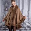 Women's Fur Faux Fashion Thick Rex Rabbit Overcoat Cloak Women Fall Winter Knit Coat Long Handcraft Elegant Cape Warm Wraps 221202