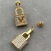 Orecchini designer Fashion Diamond Studs Lock Letters Golden Women Parte