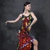 Стадия носить сексуальные женщины Big Sequin Latin Dance Dress Ladies Dancing Costumes Night Club Dancewear Set соревнования для соревнования латиноамериканские платья