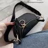 Evening Bags Shoulder Bag Women's Banana Pouch Fashion Solid Color PU Leather Chest Ladies Female Small Waist-Bag Black White Belt