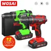 Elektrische boor WOSAI -serie 12v 16V 20V draadloze schroevendraaier Mini Wireless Power Druppel 251 Koppelinstellingen Lithiumion Batterij 221202