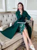 Women's Trench Coats Dark Green Windbreaker 2023 Medium Long Loose Temperament Versatile Korean Version Slim And Fashionable Women's