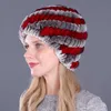 Moda de moda feminina chapéu de coelho duplo malha quente Viagem de inverno Tourist Ski Cap Rex Hair Winter Mulher Mulher Múltipla Cores