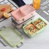 Dinnerware Sets 800-1000ml Lunch Box Microwave Independent Lattice For Kids Portable Bento Leak-Proof Container Lunchbox Lancheira