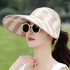 Chapeaux à large bord Chapeau de soleil d'été réglable dames voyage camping en plein air randonnée protection UV casquette de toile plage visière pliable