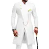 Men's Suits Blazers African Suit for Men Solid White Long Jackets and Pants 2 Piece Slim Fit Formal Outfits Wedding Costume Homme Classic Blazer Set 221202