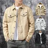 Giacche da uomo Maden Retro Khaki Denim For Men Casual Crowboy Streetwear Coat Bomber Jacket Harajuku Capispalla vintage Abbigliamento da uomo