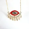 Chaînes 5pcs Cuivre Blanc CZ Eye Pendentif Collier Chaîne En Or Rouge Bleu Noir Émail Turc Collares Boho Bijoux Pour Femmes