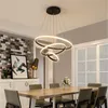 Chandelier Modern Pendant Lamp Led Rings Circle Ceiling Hanging Black Loft Living Dining Room Kitchen Indoor Lighting Fixture 221203