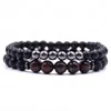 Beaded Luxury Design Handmade Colorf Natural Stone Bracelet Lovers 8Mm And 6Mm Black Beads 2Pcs/Set Drop Delivery Jewelry Bracelets Dhhig