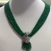 Mode smycken kvinnors leopardhuvud lås diy tillbehör grön jade sten halsband välkomna anpassade färger