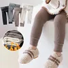 Leggings tights barnflicka legging vinter varma barn byxor tjockare fleece småbarn barnbyxor för unga flickor sammet fodrad 221203