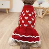 Ropa para perros mascota suéter de invierno falda corazón estampado cálido perros de punto vestido ropa para pequeño cachorro gato jersey traje