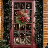 زهور الزخارف عيد الميلاد الخشب الحصان الباب شماعات الشتاء الزهور من البيوت الأمامية الحزب ديكور #T2G