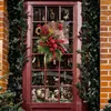 Decoratieve bloemen Kerstmis Hout Hoofd Deur Hanger Winterkrans Boerderij Huizen Front Party Decor #T2G