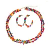 Choker 2022 Unique Handmade Colorful Stones Necklace Set For Women Bohemia Acrylic Gravel Chokers Earring Wedding Jewelry Gift