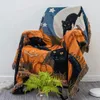 Filtar halloween svart katt stickad filt för sängar soffa handduk full täcke höst vinter picknick matta kast tapestry tassel 221203