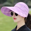 Chapeaux à large bord Chapeau de soleil d'été réglable dames voyage camping en plein air randonnée protection UV casquette de toile plage visière pliable