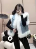 Women's Vests Women's Coat AutumnWinter Denim Fur Jacket MidLength Thicken Jeans Vests Coats Sleeveless Warm Jackets 221202