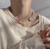 Kedjor Spring/Summer Sweet Girl Necklace Childliknande söt pärlfärg akrylblomma fruktkedjekedja