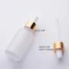 15ml 20ml clear frost glass dropper bottle cosmetic essential oil bottles with gold silver black cap bulk stock on sale