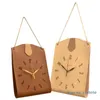 Wall Clocks Vintage PU Leather Clock Bag-shaped Creative Modern Art Hanging Decoration Living Room Bedroom Mute Retro