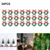 装飾的な花24pcsクリスマスリース装飾クリスマスツリー装飾ミニガーランドクラフトイヤーナビダッド2023 DIY 3cm