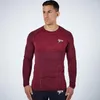 T-shirt da uomo T-shirt a maniche lunghe da uomo a compressione Quick Dry Uomo Palestra Camicia da allenamento per il fitness Uomo Run Jogging Allenamento sportivo T-shirt aderenti Top